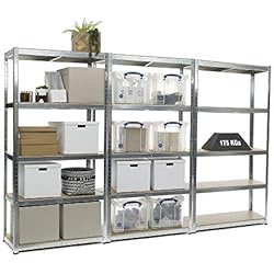 Racking Solutions - 3 unités de rayonnage / étagères garage Galvanisé, charges lourdes, capacité de charge totale 2625kg (5 niveaux 1800mm H x 900mm L x 400mm P) + Livraison Gratuite