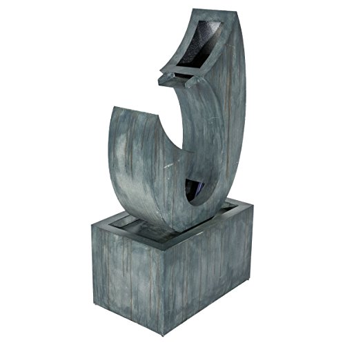 miaVILLA Gartenbrunnen Brunnen Delta LED Beleuchtet Metall Grau - 2