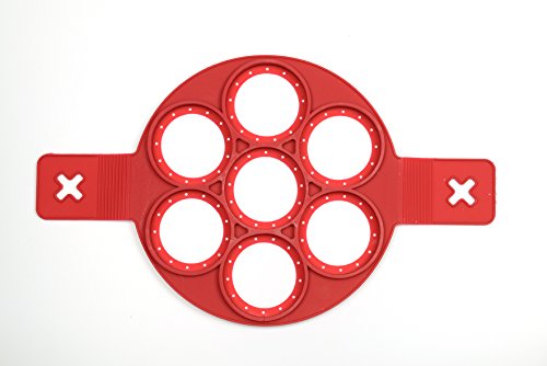 Premium Pancake-Maker silikon | Pancakemaker | BPA-frei und Antihaftbeschichtung | spülmaschinenfeste silikon Pancakeform | leicht zu reinigen | Omlett, Pancake, Eierspeisen, Pfannkuchen, uvm | rot - 2