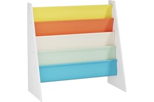 Homullel Kids Room Books & Toys Organizer Unit, Sling Bookshelf Storage Unit for Kids Books, Children's Shelves for Playroom, Nursery (Mixed)