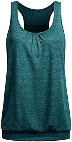 Womens Vest Tops, SHOBDW Womens Basic Solid Round Neck Wrinkled Loose Fit Racerback Workout Beach Sleeveless Clothes Tank Blouse