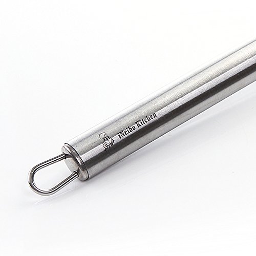 iNeibo Kitchen Pfannenwender, schlizwender – mit festem Silikoneinlage Kopf und rostfreiem Edelstahl-Handgriff der beim Kochen kühl bleibt. - 6