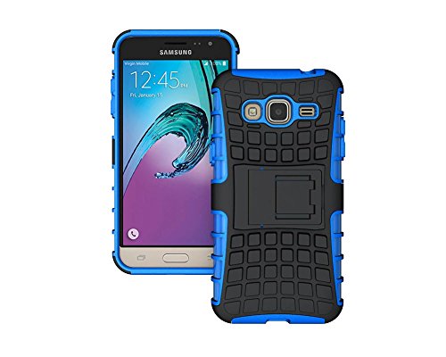 FALIANG Samsung Galaxy J3 2016  Funda  2in1 Armadura Combinaci  n Neum  ticos Patr  n A Prueba de Choques Heavy Duty Escudo C  scara Dura para Samsung Galaxy J3 2016   Azul 