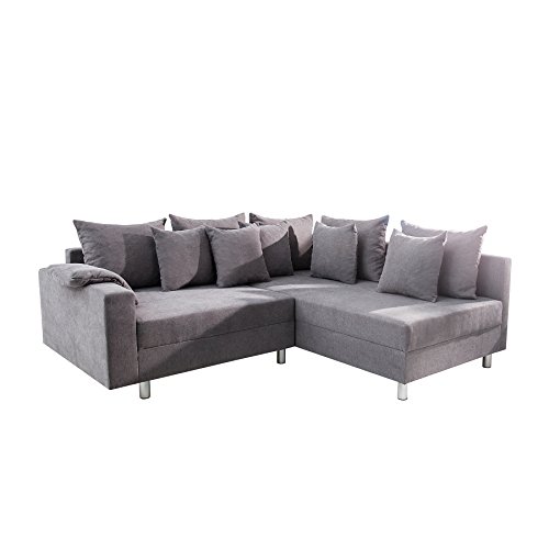 Invicta Interior Design Ecksofa LOFT grau Soft Baumwolle Sofa Ottomane beidseitig aufbaubar Couchgarnitur Sofagarnitur