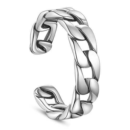 SHEGRACE Anillos Mujer 925 Plata de Ley, Cadena, Plata, 18mm