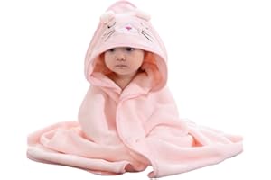 HAGOT Serviette de Bain avec Capuche Bébé, 80 x 80 cm Serviette Bebe, Super Absorbantes Serviettes et Sorties de Bain, Serviette de Bain pour Nouveau-né 0-5 Ans(Rose)