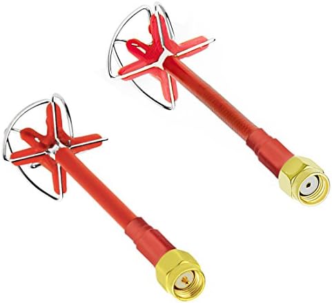 Gotoqomo R1/R0 5.8GHz 5DBi High Gain Circular Polarized Four Leaf Clover Antenna for Professional Racing Drone Set--1pc SMA Male and 1pc RP-SMA Male Four Leaf Clover Antenna for FPV Multicopter (Red)