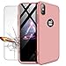 Produktbild iPhone XS Max Handyhülle + Displayschutzfolie, LaiXin iPhone XS Max Hülle 360 Grad PC Plastik Hard Case Cover Fall-Abdeckung Schutzhülle mit Panzerglas - Rosegold