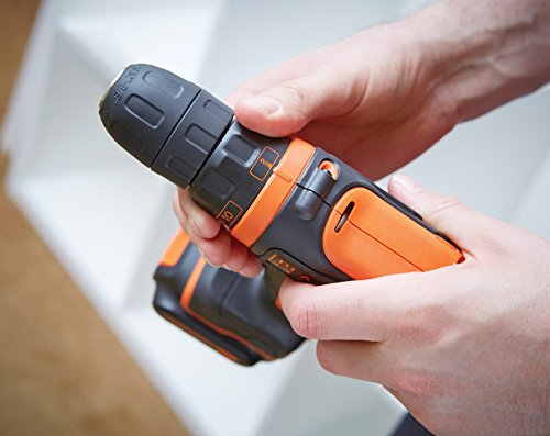 Black + Decker 10,8V Li-Ion Ultra-Kompakt-Bohrer, LED-Arbeitslicht, 1 Slidepack-Akku, 400 mA Ladegerät, Koffer, BDCDD12K - 9