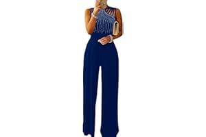 shownicer Tuta da Donna Pagliaccetto Estivo Elegante Senza Maniche Capestro Tinta Unita Stile Romper Playsuit Straight Leg Jumpsuit Casual Party