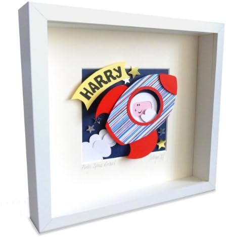 Personalised Baby Kids Children's picture – Space Rocket 3D Framed Handmade Artwork