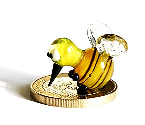 Biene – Miniatur Figur Honigbiene mit Flügel aus Glas – Glasfigur Glücksbringer Mini 8-k2 Glastier Deko Setzkasten Vitrine - 5