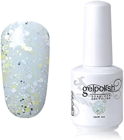 Elite99 UV LED Nail Gel Polish Nail Art Soak Off Varnish Manicure 15ml Clear with White and Yellow Sequins (1876)