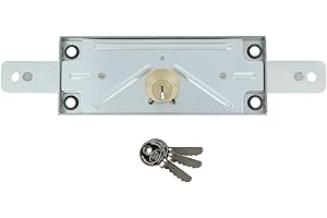 Amig - Cerradura para Puerta Enrollable - Cilindro 15 mm - Latón y Acero - Plateado - Canto Cuadrado con 3 Llaves Niqueladas - Seguridad para Garajes y Locales Comerciales