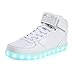 Produktbild SAGUARO(TM) 7 Farbe USB Aufladen LED Leuchtend Sport Schuhe Sportschuhe Sneaker Turnschuhe für Unisex-Erwachsene Herren Damen,Klettband Weiß High-Top,25EU