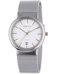 Bering Classic - Reloj analógico de mujer de cuarzo con correa de acero inoxidable plateada - sumergible a 50 metros