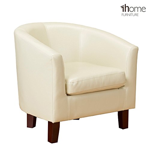 1home Bonded Leather Tub Chair Armchair for Dining Living Room Office Reception (Ivory)