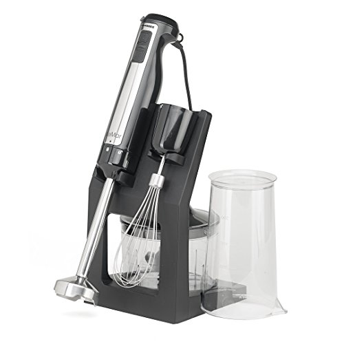 KeMar KSM-800 Basis Stabmixer mit Aufbewahrungsständer, Mixer, Handstabmixer, Food Processor, Küchenmaschine,Titan Klinge, 800 Watt, Schwarz und Edelstahl, Zubehör Set - 2