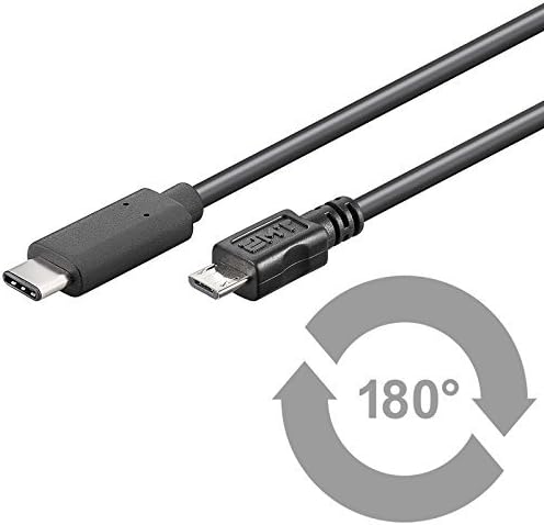 ewent SuperSpeed USB 3.1 Cable Type A/C Reversible B/Micro USB 2.0 Man, 0.6 m, Black