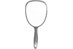 PARSA Beauty - Specchio a mano in antracite con impugnatura ergonomica per trucco, taglio dei capelli, rasatura, cura del viso