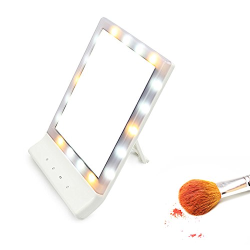 Dimmbar Makeup Spiegel, HonestEast verschiedene Beleuchtungseinstellungen Kosmetikspiegel mit 3 Farbtemperaturen große Anzeige Schönheitsspiegel mit 18 LED´s Samart Touch Wandhalter Makeup Spiegel - 5