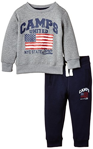 Camps Baby Boys K10 1139 Plain Round Collar Long Sleeve Tracksuit, Grey (gris Chiné Moyen/marine En Bas), 18-24 months (Manufacturer size: 2)