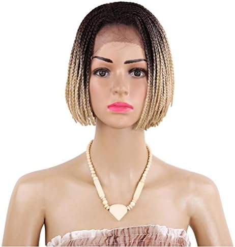 Braided hair braid wig synthesis Bobo lace Heat resistant fiber wig 6 inch , gold