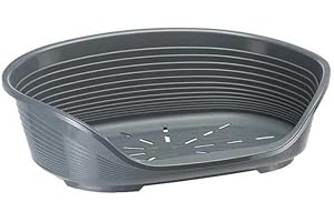 Ferplast Panier Chien Panier Chat 100% en Plastique, Respirante et Antidérapante Siesta Deluxe, 49 x 36 x 17,5 cm, Gris