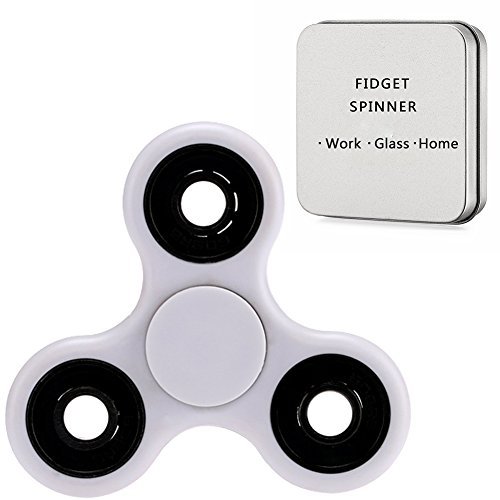 Tri Fidget Hand Spinner Toy with Ceramic Bearing, Perfect For ADD, ADHD, Anxiety, and Autism Adult Children (White)