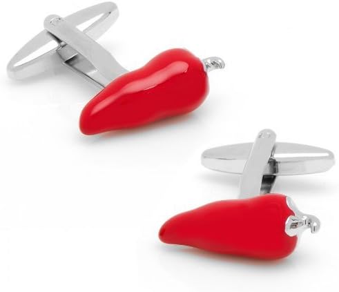 Red Chill Pepper Serrano Cufflinks + Box &amp; Cleaner
