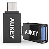 AUKEY Adattatore USB C a USB 3.0 [ Confezione da 1 ] Connettore Tipo C a USB 3.0 A per Nuovo Apple MacBook, Google Chromebook Pixel Nokia N1 ecc. ( Nero )