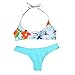Produktbild Bekleidung Bikini Loveso Sommerkleider Damen Mode Blumenmuster Gepolstert Push Up BH + Blau Unterhose Strand Stil Bikini Set Badeanzug Bademode Strandkleid ((Größe):36 (M), Mehrfarbig)