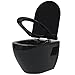 Produktbild vidaXL Design Wand Hänge WC Toilette Keramik Softclose Absenkautomatik Schwarz