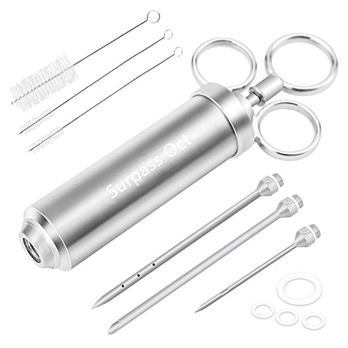 Surpass - Kit de jeringa para inyector de carne de Marinade con 3 agujas de marinade para barbacoa de alimentos