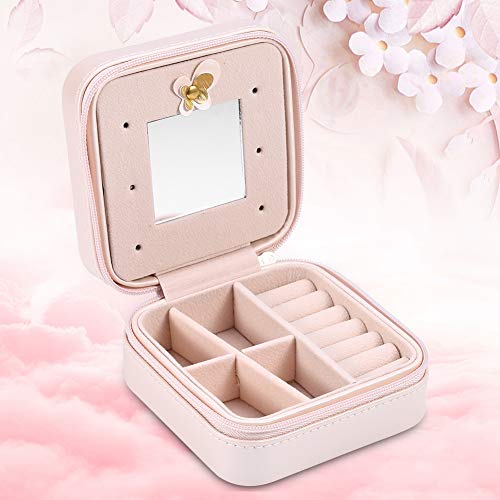 Preisvergleich Produktbild Mini Schmuckschatulle Kosmetik,Make-up Schmuckkästchen, Reisen Ohrringe,Halskette, kleine Schmuckschatulle für Ringe, Ohrringe,cremefarben (2#)