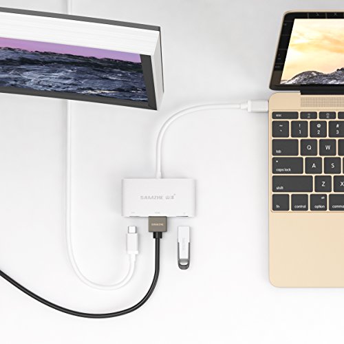 [4Kx2K UHD] Aluminium USB3.1 Multiport Typ C auf HDMI / USB3.0 Ein weiblicher / Typ-c Buchse Adapter, USB C HUB mit Stromversorgung für Macbook 12in 2015/2016, MacBook Pro 2016, Google Chromebook Pixel 2015 - 3