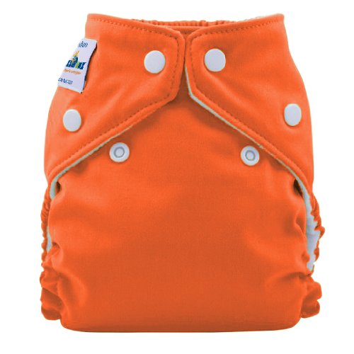 NEW 2010 COLOURS FuzziBunz Perfect Size Pocket nappy, with insert, kumquat, popper fastening, medium (15-30lbs)