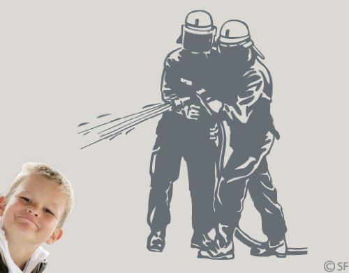 Wandtattoo Feuerwehr-Männer uss281 Wandaufkleber Wandsticker Kinderzimmer 40 x 44 petrol - 2