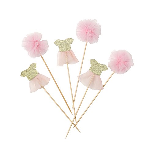 Talking Tables PINK-PICK Wir lieben Rosa Tutu und Pom Pom Picks, Holz, mehrfarben, 3.2 x 17 x 19.5 cm