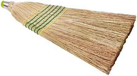 5.3 Foot American Traditional Style Corn Broom, Green Plastic Coated Steel Handle, 2 Piece by COTTAM