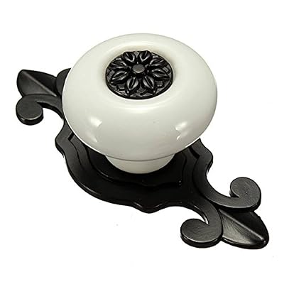 Alohha Generic Vintage boutons de porte en céramique poignée de tiroir Placard Armoire Matted Black-White