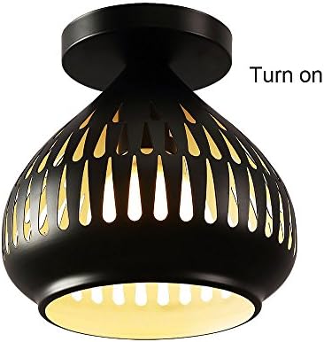 Rustic Industrial Vintage Mini Semi Flush Mount Ceiling Light Fixture with Cage Lampshade,1 Light E27