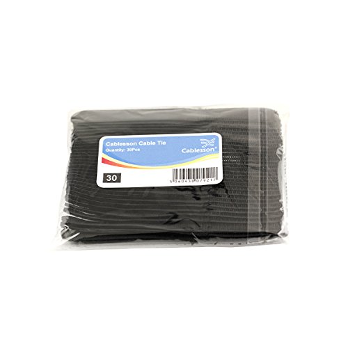 Cablesson wiederverwendbare abnehmbare Klettverschluss Nylon Kabelbinder - Paket mit 30 schwarz - Macht Ordnung in Ihrem Kabelsalat