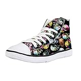 Brand: Style: Walking Shoes Mens Sneakers Cool Black Skull Canvas Plimsolls Hi Tops Walking Shoes Soft Pumps Multi Skull+Black CC3534AK 6.5