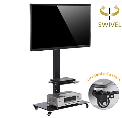 Soporte móvil de suelo para tv de 37 a 70 pulgadas con estante y ruedas cerraderas tf5001