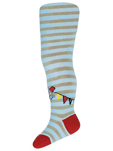 TUPTUSIE Baby Boys Cotton Tights Aeroplane Stripe Khaki/Blue 8A7 (68-74cm (6-12 Months), Khaki/Blue/Red)