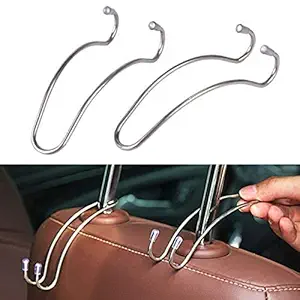 Levon Stainless Steel Car Holder-Hanger for Bags | Car Vehicle Headrest Hook -2 | with Anti-Rust Nano Coating