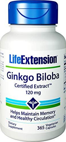 Life Extension, Ginkgo Biloba, Certified Extract, 120 mg, 365 Vegetarian Capsules