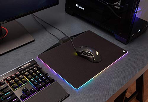 Corsair MM800C - Alfombrilla de Rat  n para Juego  Medio  15 Zonas RGB  Superficie Pa  o  Tela   Negro