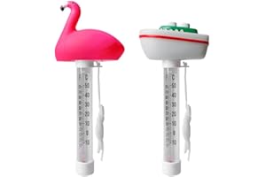 GOEDCH 2 unidades de termómetro flotante para piscina: -10 ~ 50 °C, termómetro de piscina con cuerda, termómetro de baño para bebé, para spas, tubos calientes, piscinas exteriores e interiores,